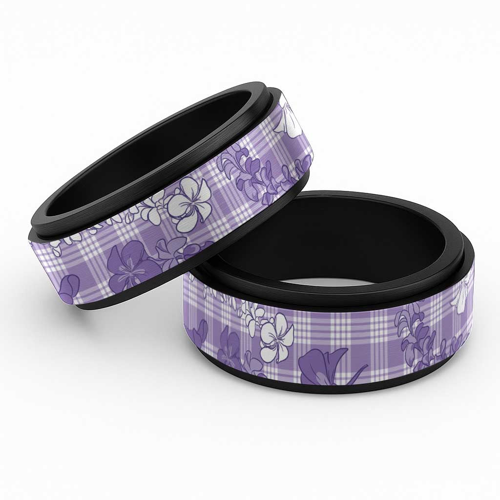 Poni Aloha Hawaii Spinner Ring Plumeria Lei With Palaka Motif - Polynesian Pride