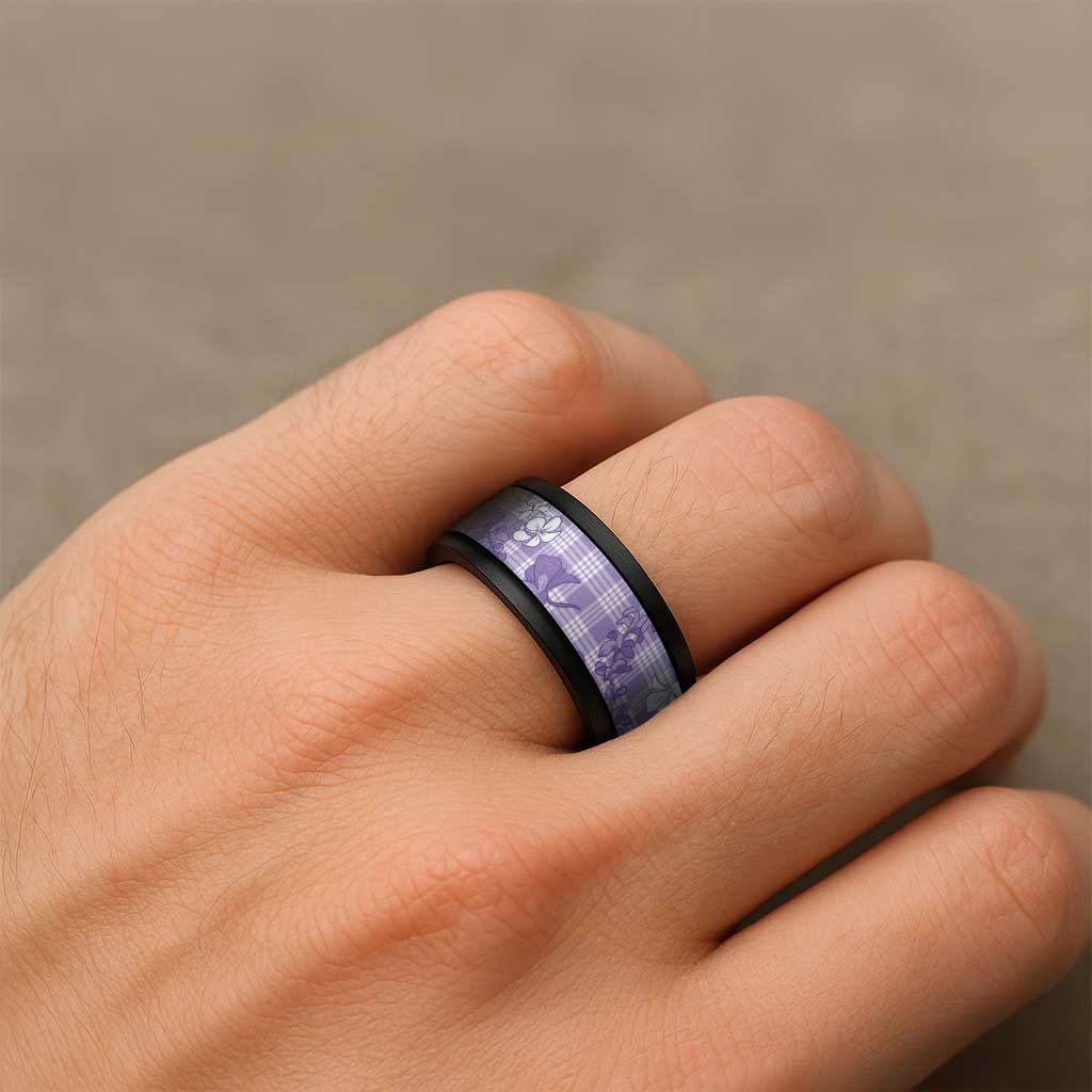 Poni Aloha Hawaii Spinner Ring Plumeria Lei With Palaka Motif - Polynesian Pride