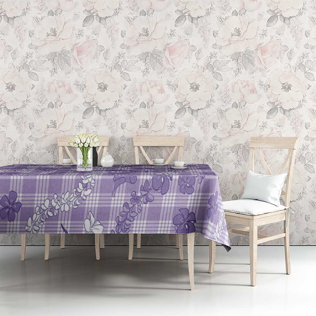 Poni Aloha Hawaii Tablecloth Plumeria Lei With Palaka Motif - Polynesian Pride