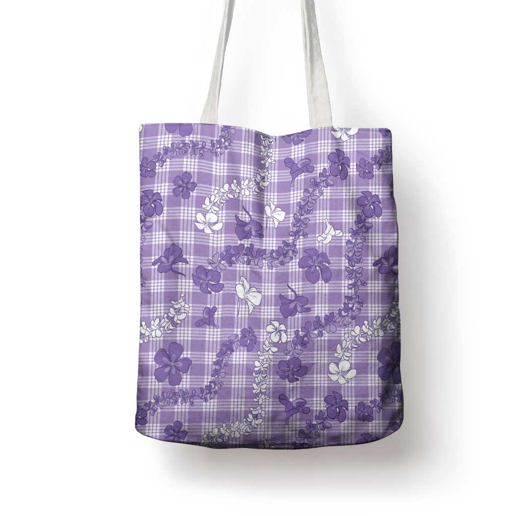Poni Aloha Hawaii Tote Bag Plumeria Lei With Palaka Motif - Polynesian Pride