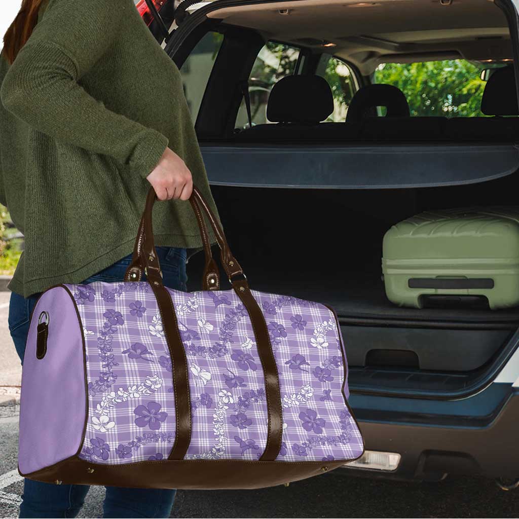 Poni Aloha Hawaii Travel Bag Plumeria Lei With Palaka Motif - Polynesian Pride