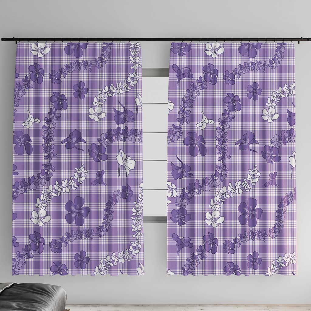 Poni Aloha Hawaii Window Curtain Plumeria Lei With Palaka Motif - Polynesian Pride
