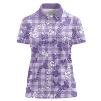 Poni Aloha Hawaii Women Polo Shirt Plumeria Lei With Palaka Motif - Polynesian Pride