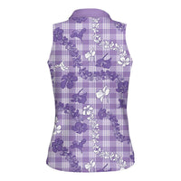 Poni Aloha Hawaii Women Sleeveless Polo Shirt Plumeria Lei With Palaka Motif LT14 - Polynesian Pride