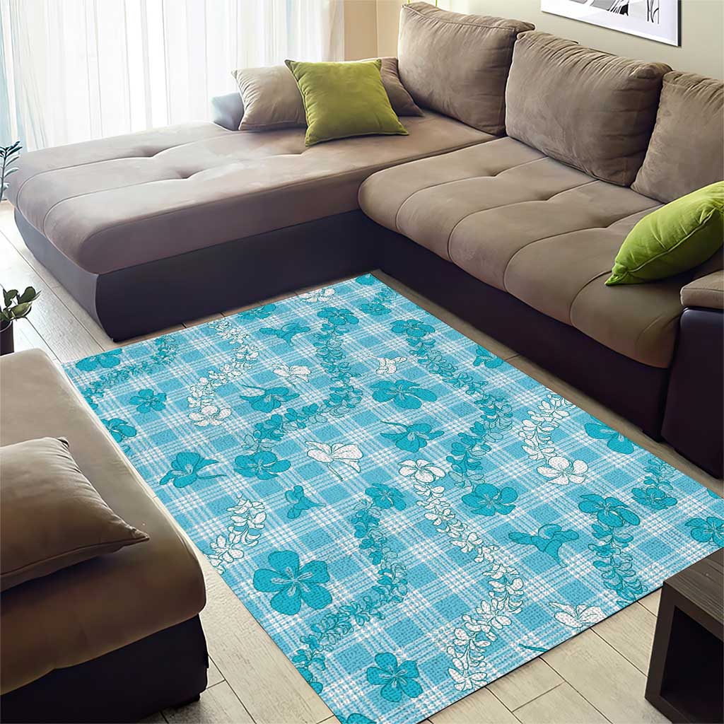 Polu Aloha Hawaii Area Rug Plumeria Lei With Palaka Motif - Polynesian Pride