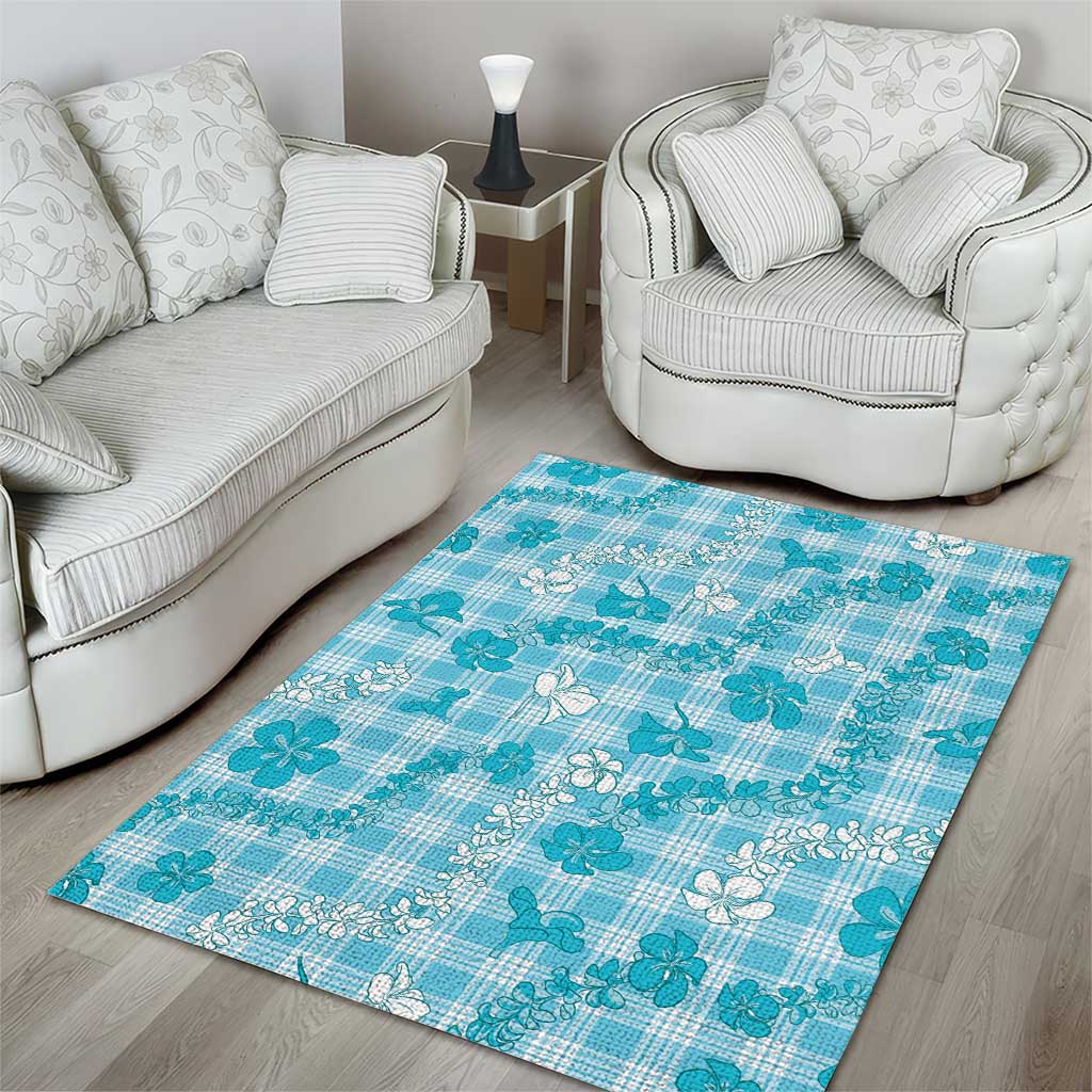 Polu Aloha Hawaii Area Rug Plumeria Lei With Palaka Motif - Polynesian Pride