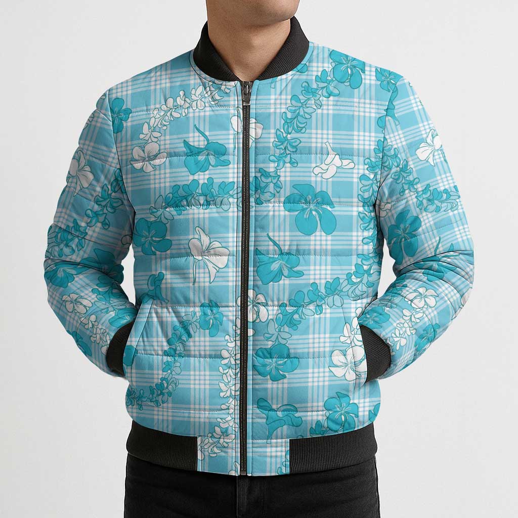 Polu Aloha Hawaii Bomber Puffer Jacket Plumeria Lei With Palaka Motif - Polynesian Pride