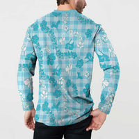Polu Aloha Hawaii Button Sweatshirt Plumeria Lei With Palaka Motif - Polynesian Pride