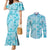 Polu Aloha Hawaii Couples Matching Mermaid Dress and Long Sleeve Button Shirt Plumeria Lei With Palaka Motif - Polynesian Pride