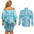 Polu Aloha Hawaii Couples Matching Off Shoulder Short Dress and Long Sleeve Button Shirt Plumeria Lei With Palaka Motif - Polynesian Pride