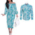 Polu Aloha Hawaii Couples Matching Off The Shoulder Long Sleeve Dress and Long Sleeve Button Shirt Plumeria Lei With Palaka Motif - Polynesian Pride