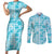 Polu Aloha Hawaii Couples Matching Short Sleeve Bodycon Dress and Long Sleeve Button Shirt Plumeria Lei With Palaka Motif - Polynesian Pride