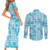 Polu Aloha Hawaii Couples Matching Short Sleeve Bodycon Dress and Long Sleeve Button Shirt Plumeria Lei With Palaka Motif - Polynesian Pride