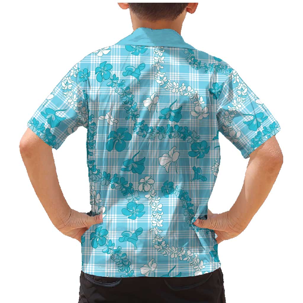 Polu Aloha Hawaii Family Matching Mermaid Dress and Hawaiian Shirt Plumeria Lei With Palaka Motif LT14 - Polynesian Pride