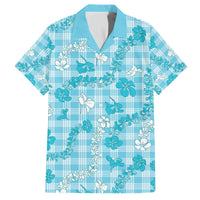 Polu Aloha Hawaii Family Matching Off The Shoulder Long Sleeve Dress and Hawaiian Shirt Plumeria Lei With Palaka Motif - Polynesian Pride