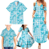 Polu Aloha Hawaii Family Matching Summer Maxi Dress and Hawaiian Shirt Plumeria Lei With Palaka Motif - Polynesian Pride