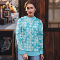 Polu Aloha Hawaii Ugly Christmas Sweater Plumeria Lei With Palaka Motif - Polynesian Pride