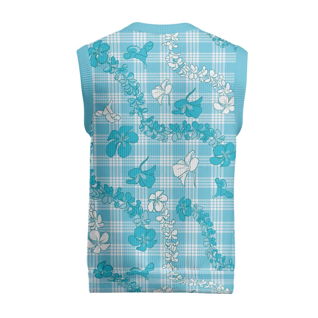 Polu Aloha Hawaii Christmas Knitted V-Neck Vest Plumeria Lei With Palaka Motif - Polynesian Pride