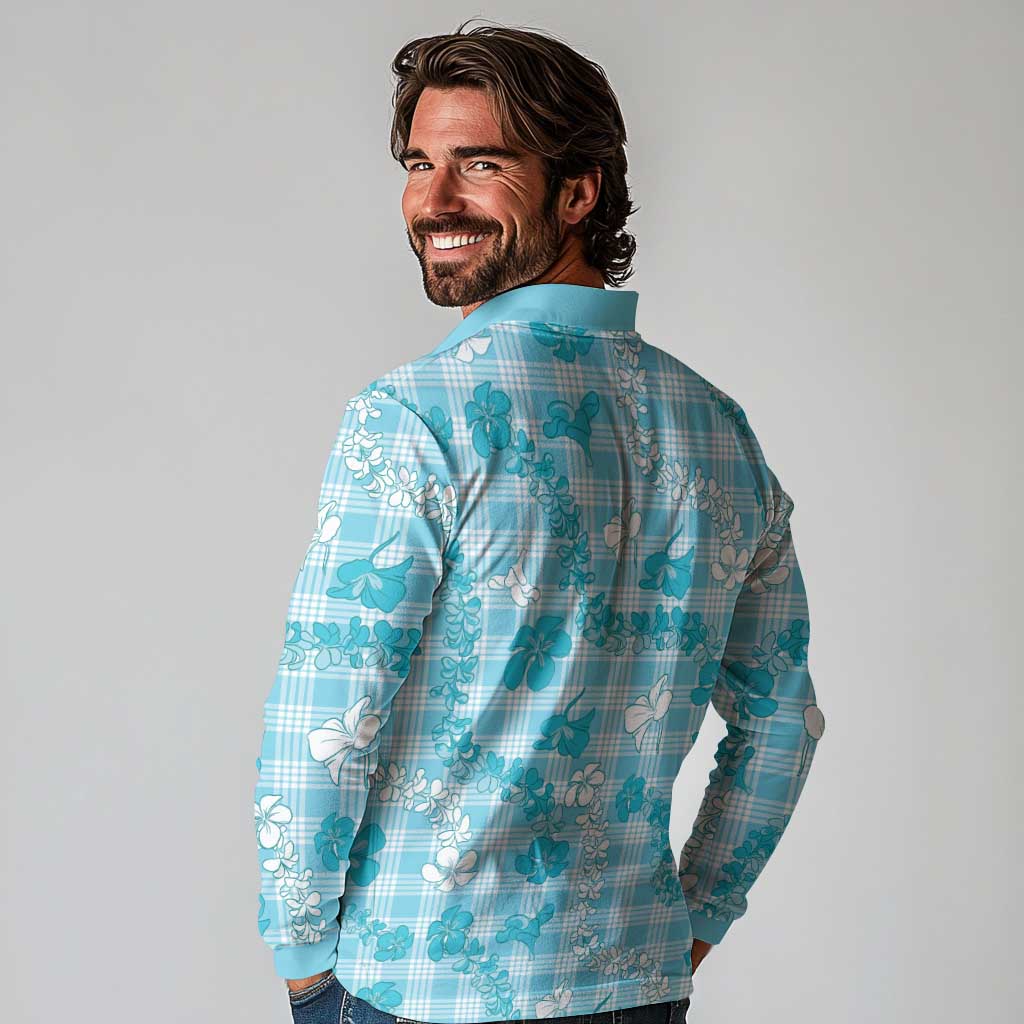 Polu Aloha Hawaii Long Sleeve Polo Shirt Plumeria Lei With Palaka Motif - Polynesian Pride