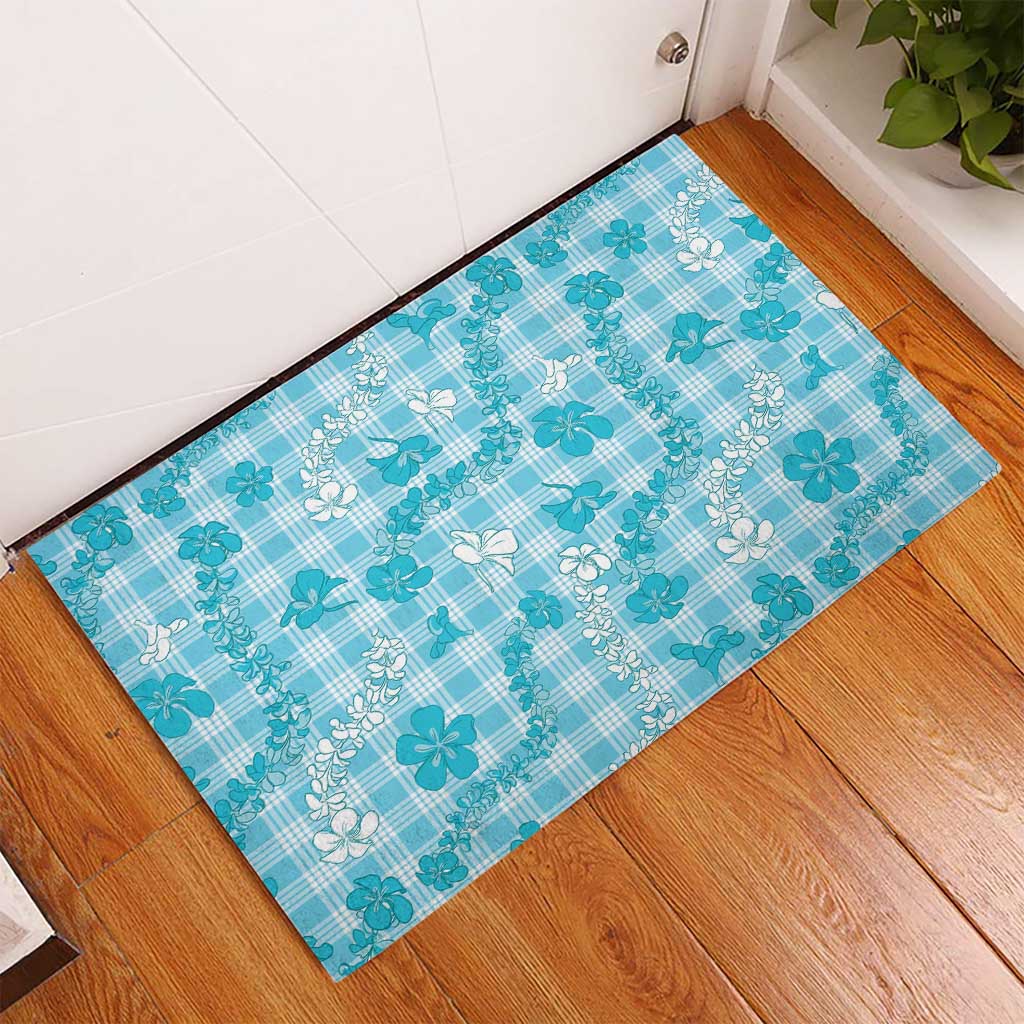 Polu Aloha Hawaii Rubber Doormat Plumeria Lei With Palaka Motif - Polynesian Pride
