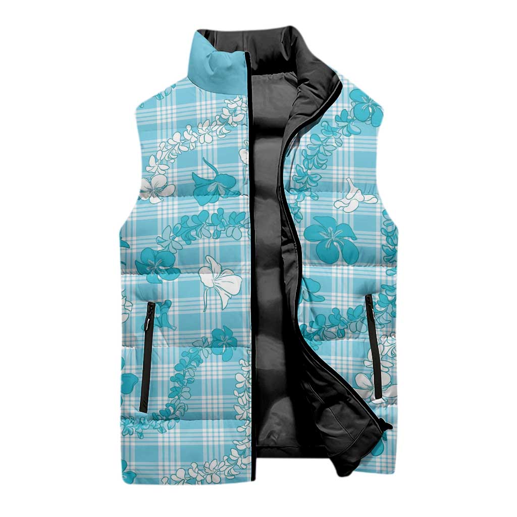 Polu Aloha Hawaii Sleeveless Puffer Jacket Plumeria Lei With Palaka Motif - Polynesian Pride