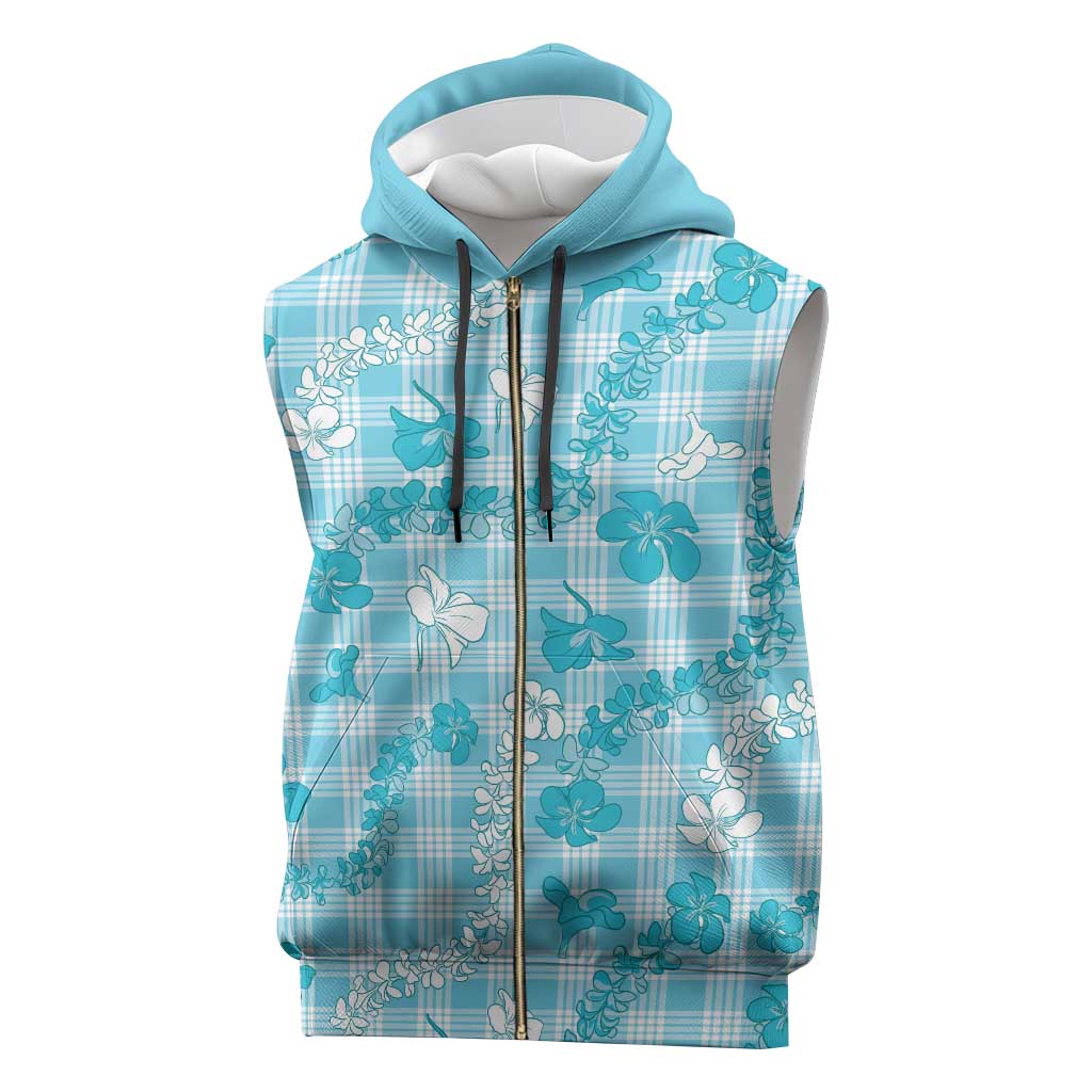 Polu Aloha Hawaii Sleeveless Zip Hoodie Plumeria Lei With Palaka Motif - Polynesian Pride