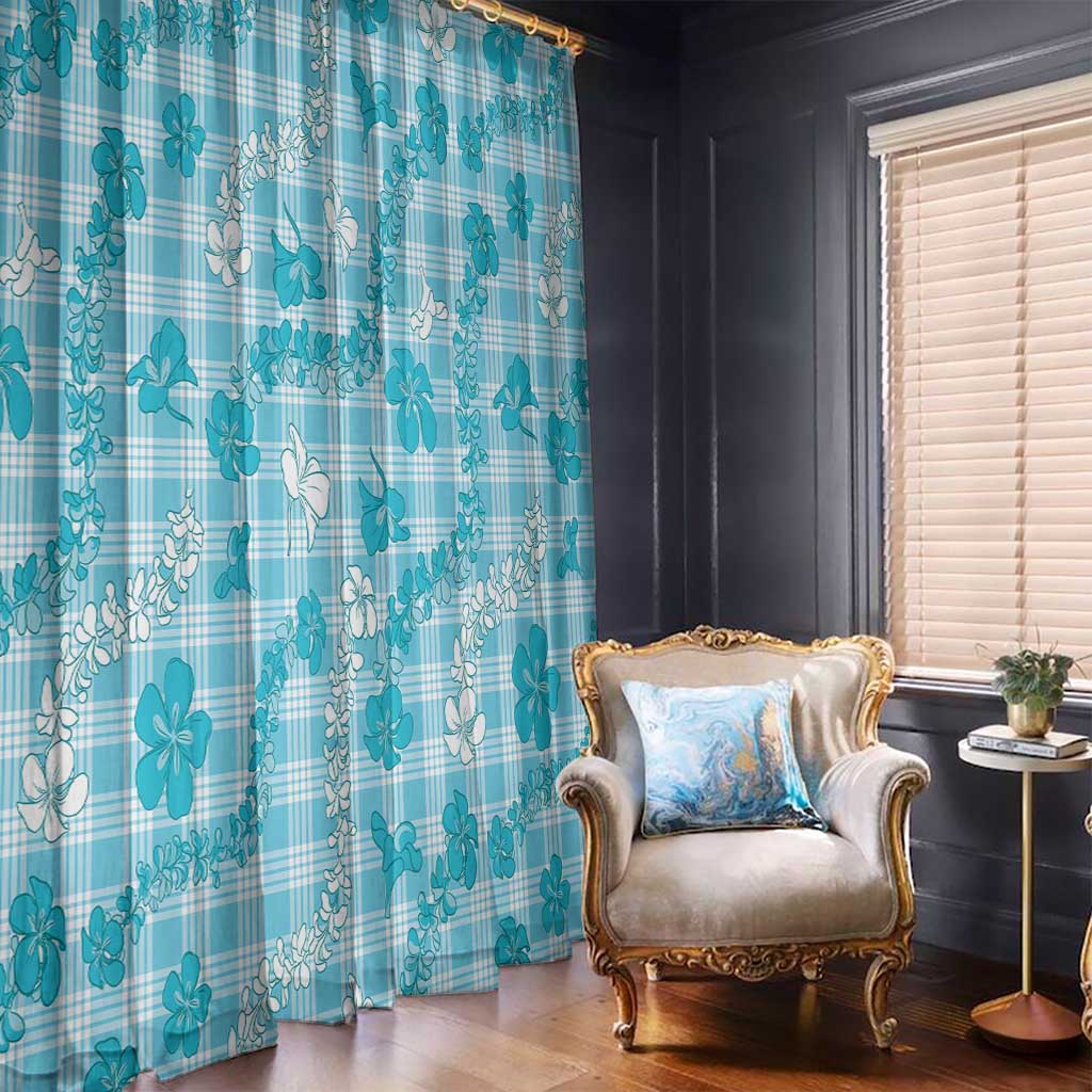 Polu Aloha Hawaii Window Curtain Plumeria Lei With Palaka Motif - Polynesian Pride