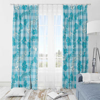 Polu Aloha Hawaii Window Curtain Plumeria Lei With Palaka Motif - Polynesian Pride