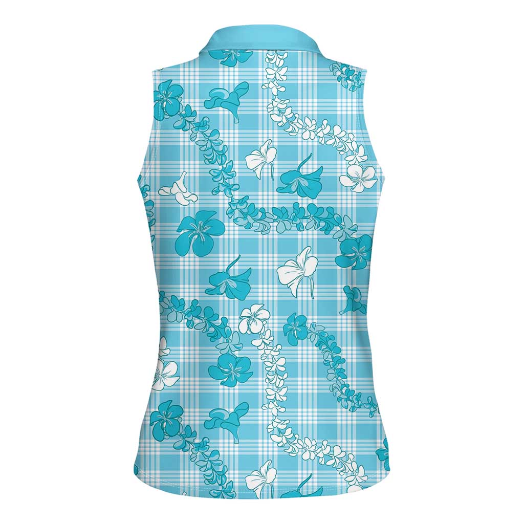 Polu Aloha Hawaii Women Sleeveless Polo Shirt Plumeria Lei With Palaka Motif LT14 - Polynesian Pride