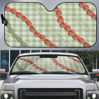 Omaomao Aloha Hawaii Auto Sun Shade Rosebud Lei With Palaka Motif LT14 Green - Polynesian Pride