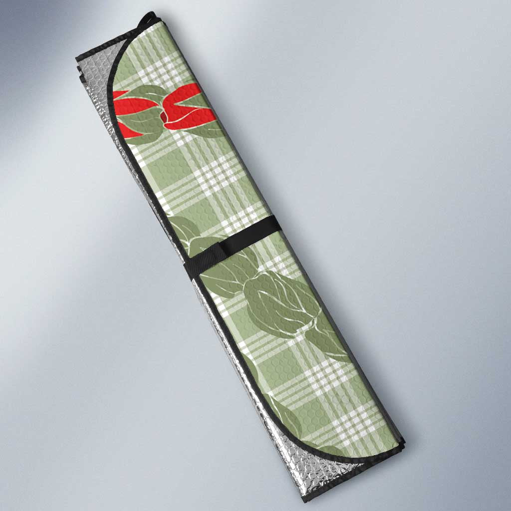 Omaomao Aloha Hawaii Auto Sun Shade Rosebud Lei With Palaka Motif LT14 - Polynesian Pride