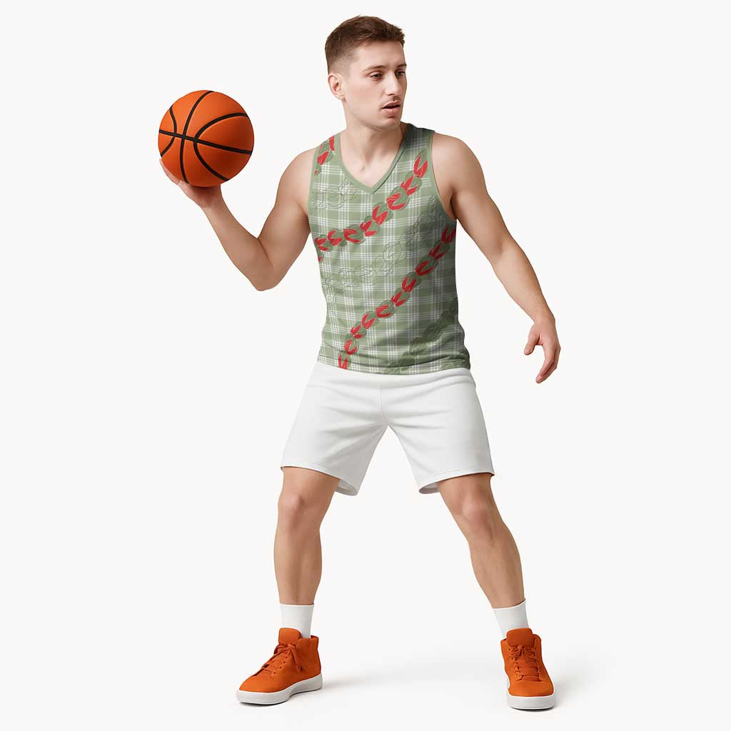 Omaomao Aloha Hawaii Basketball Jersey Rosebud Lei With Palaka Motif - Polynesian Pride