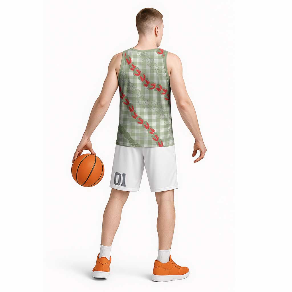 Omaomao Aloha Hawaii Basketball Jersey Rosebud Lei With Palaka Motif - Polynesian Pride