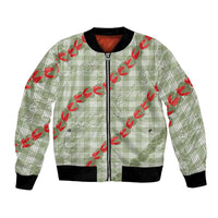 Omaomao Aloha Hawaii Bomber Jacket Rosebud Lei With Palaka Motif - Polynesian Pride