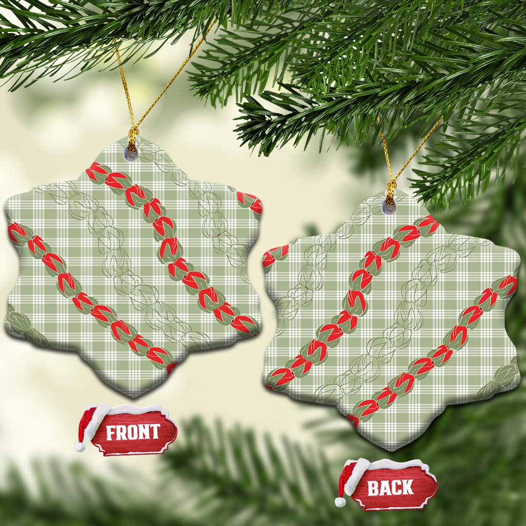 Omaomao Aloha Hawaii Ceramic Ornament Rosebud Lei With Palaka Motif - Polynesian Pride