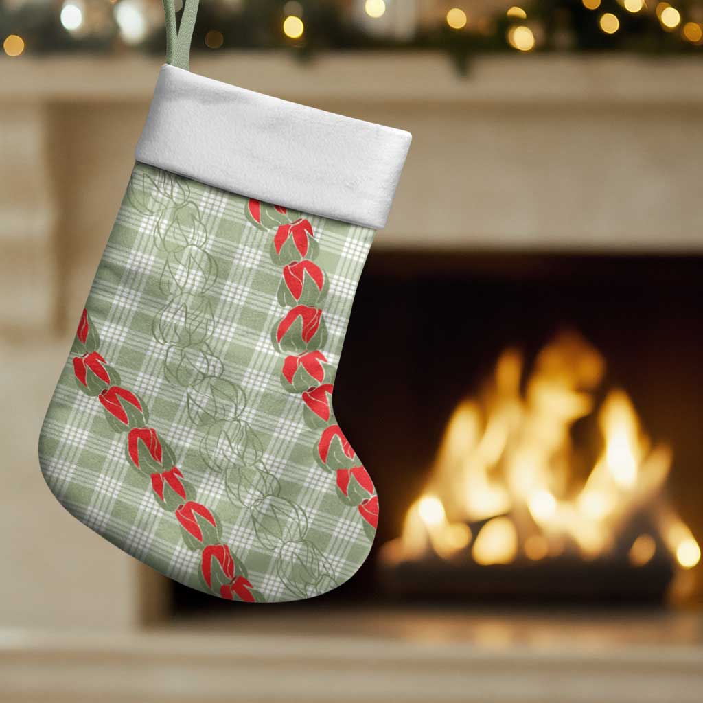 Omaomao Aloha Hawaii Christmas Stocking Rosebud Lei With Palaka Motif - Polynesian Pride