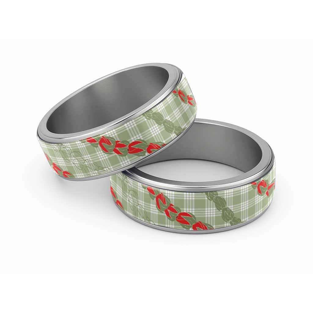 Omaomao Aloha Hawaii Classic Ring Rosebud Lei With Palaka Motif - Polynesian Pride