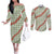 Omaomao Aloha Hawaii Couples Matching Off The Shoulder Long Sleeve Dress and Long Sleeve Button Shirt Rosebud Lei With Palaka Motif - Polynesian Pride