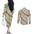 Omaomao Aloha Hawaii Couples Matching Off The Shoulder Long Sleeve Dress and Long Sleeve Button Shirt Rosebud Lei With Palaka Motif - Polynesian Pride