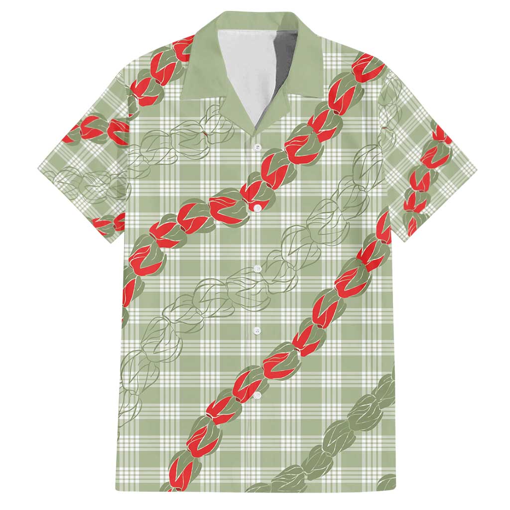 Omaomao Aloha Hawaii Family Matching Long Sleeve Bodycon Dress and Hawaiian Shirt Rosebud Lei With Palaka Motif LT14 Dad's Shirt - Short Sleeve Green - Polynesian Pride