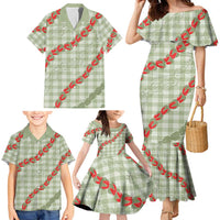 Omaomao Aloha Hawaii Family Matching Mermaid Dress and Hawaiian Shirt Rosebud Lei With Palaka Motif LT14 - Polynesian Pride