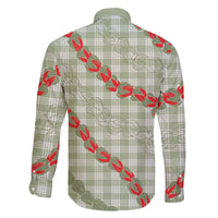 Omaomao Aloha Hawaii Family Matching Off The Shoulder Long Sleeve Dress and Hawaiian Shirt Rosebud Lei With Palaka Motif - Polynesian Pride