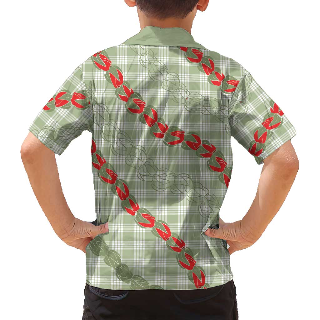 Omaomao Aloha Hawaii Family Matching Puletasi and Hawaiian Shirt Rosebud Lei With Palaka Motif - Polynesian Pride