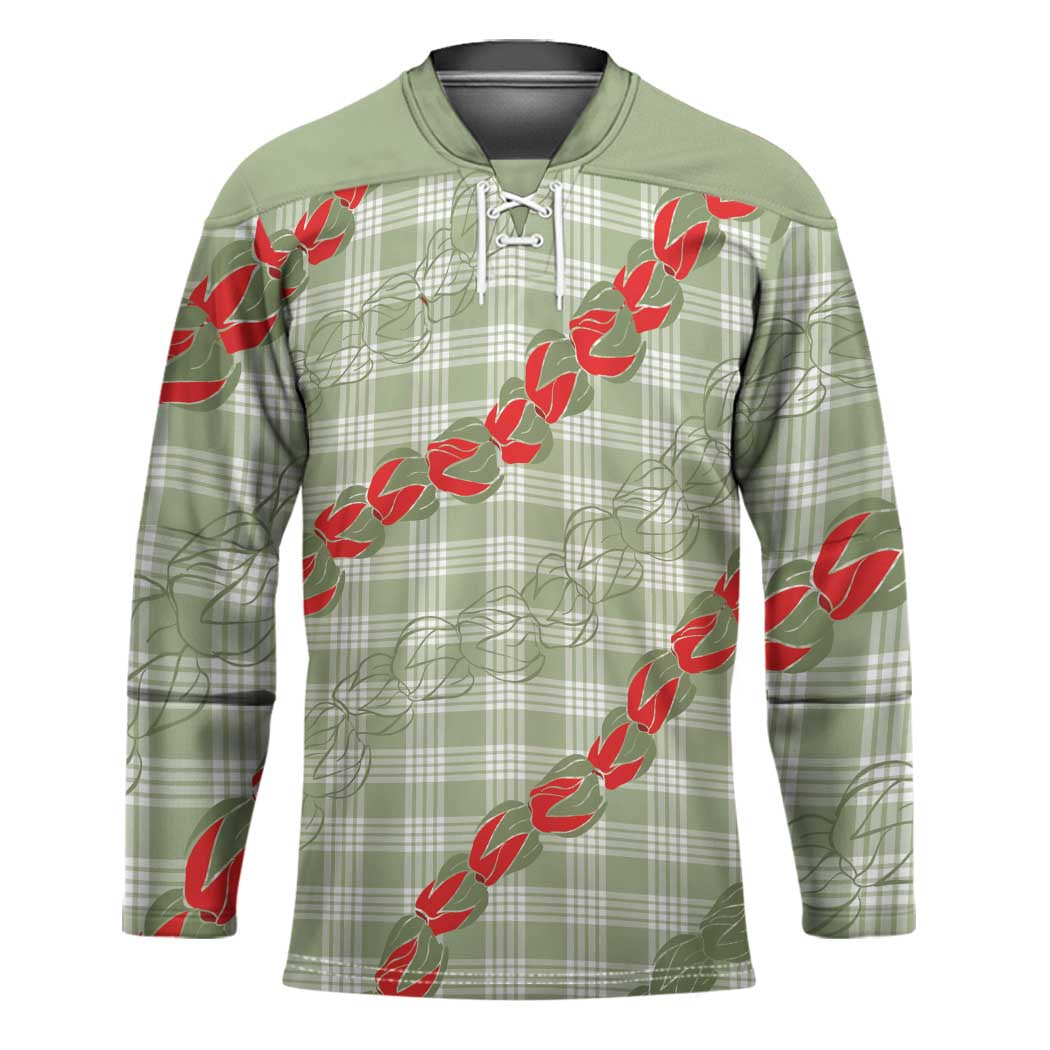Omaomao Aloha Hawaii Hockey Jersey Rosebud Lei With Palaka Motif - Polynesian Pride