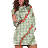 Omaomao Aloha Hawaii Hoodie Dress Rosebud Lei With Palaka Motif - Polynesian Pride