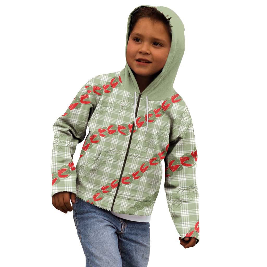 Omaomao Aloha Hawaii Kid Hoodie Rosebud Lei With Palaka Motif - Polynesian Pride