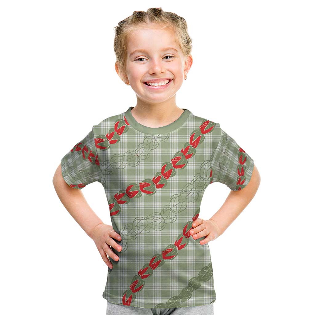 Omaomao Aloha Hawaii Kid T Shirt Rosebud Lei With Palaka Motif - Polynesian Pride