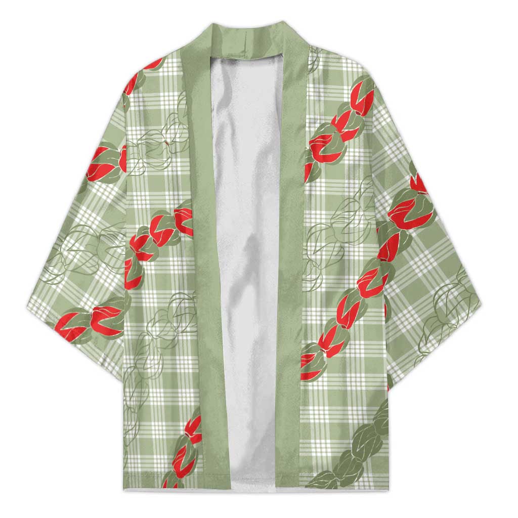 Omaomao Aloha Hawaii Kimono Rosebud Lei With Palaka Motif - Polynesian Pride