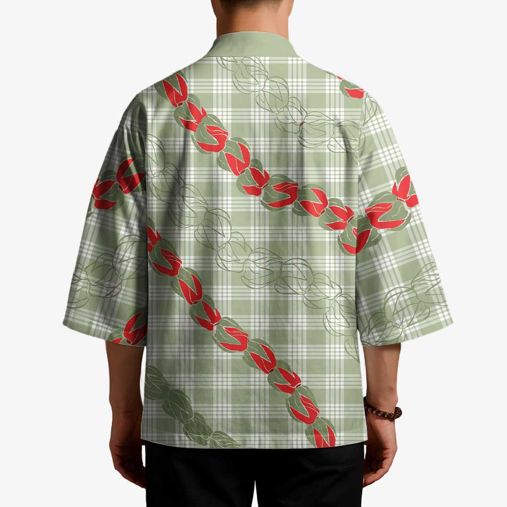 Omaomao Aloha Hawaii Kimono Rosebud Lei With Palaka Motif - Polynesian Pride