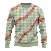 Omaomao Aloha Hawaii Ugly Christmas Sweater Rosebud Lei With Palaka Motif - Polynesian Pride